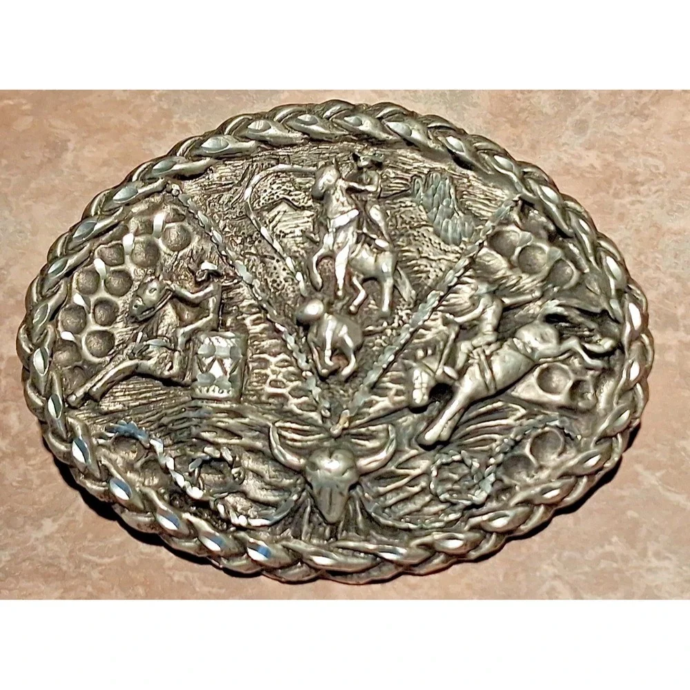 Vintage EGE Metal Western Rodeo Belt Buckle 1992 Made In USA